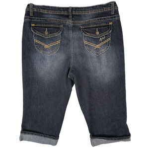 Cato Premium Jeans Capris Womens 16 Mid Rise Cuffed Denim Blue Flap Pocket